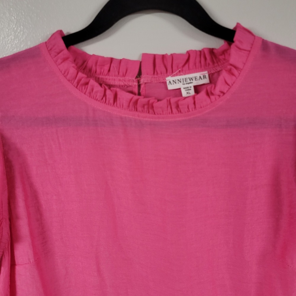 Anniewear Los Angeles XL Hot Pink Ruffle Sleeve Blouse Top Womens